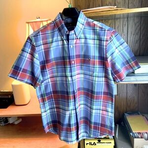 Men's plaid dress shirt by Ralph Lauren.